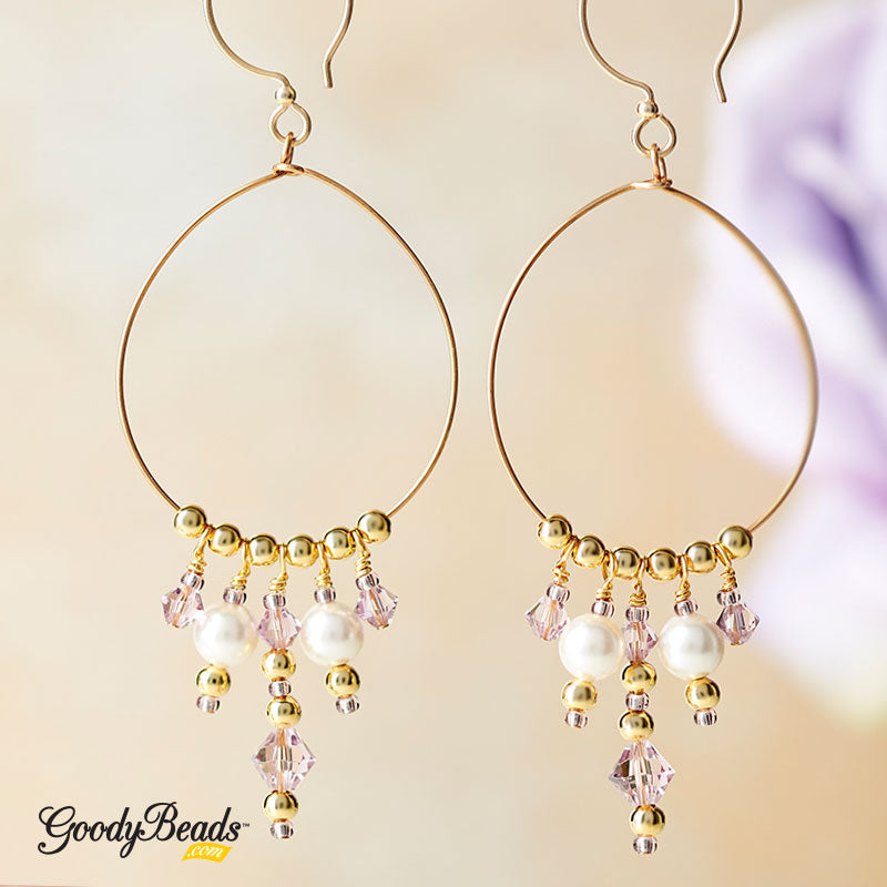 DIY Swarovski® Amethyst & Pearl Hoop Earrings