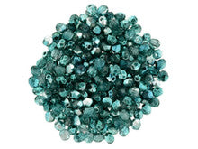 2mm Mirror Teal Faceted Czech Fire Polish Beads