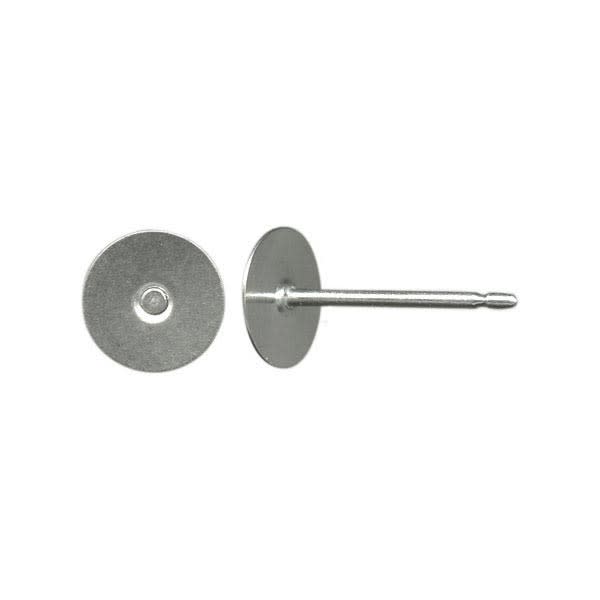 Titanium Earring 9.5mm Post with 6mm Stainless Steel Flat Pad (1 Pair)