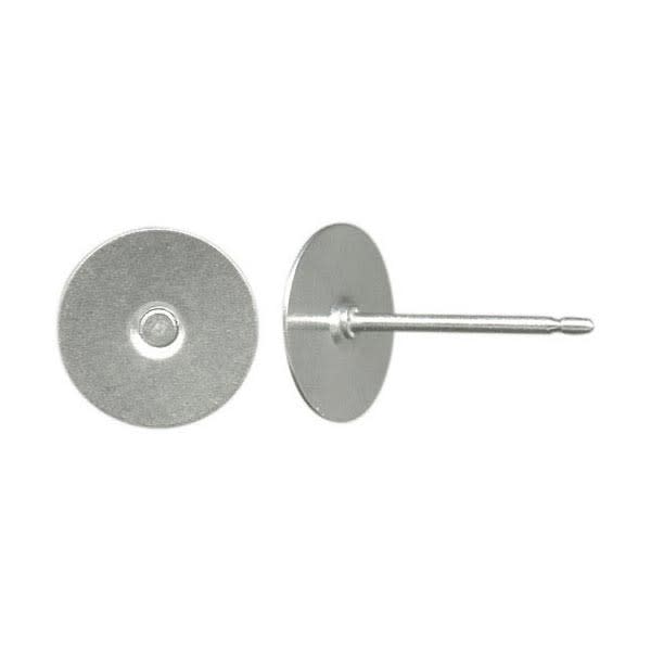 Titanium Earring 11mm Post with 8mm Stainless Steel Flat Pad (1 Pair)