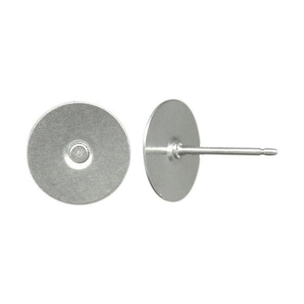 Stainless Steel Earring Post Finding w 10mm Flat Pad (1 Pair)