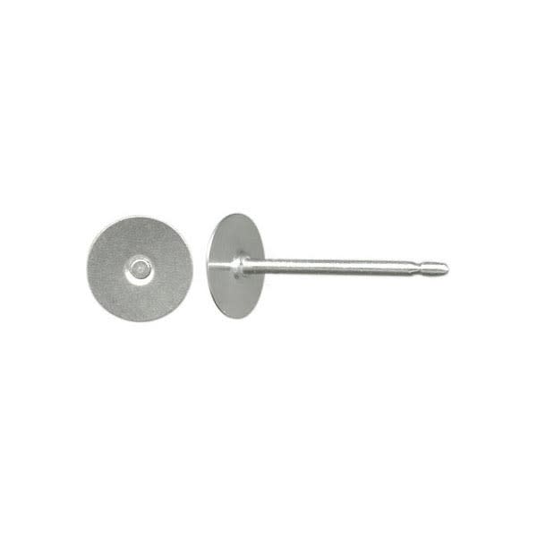 Stainless Steel Earring Post Finding w 5mm Flat Pad (1 Pair)