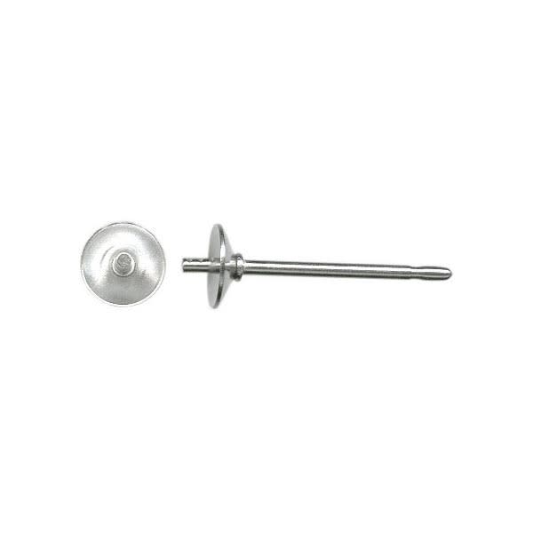 Stainless Steel Earring Post Findings, 4mm Cup Pad with Peg (1 Pair)