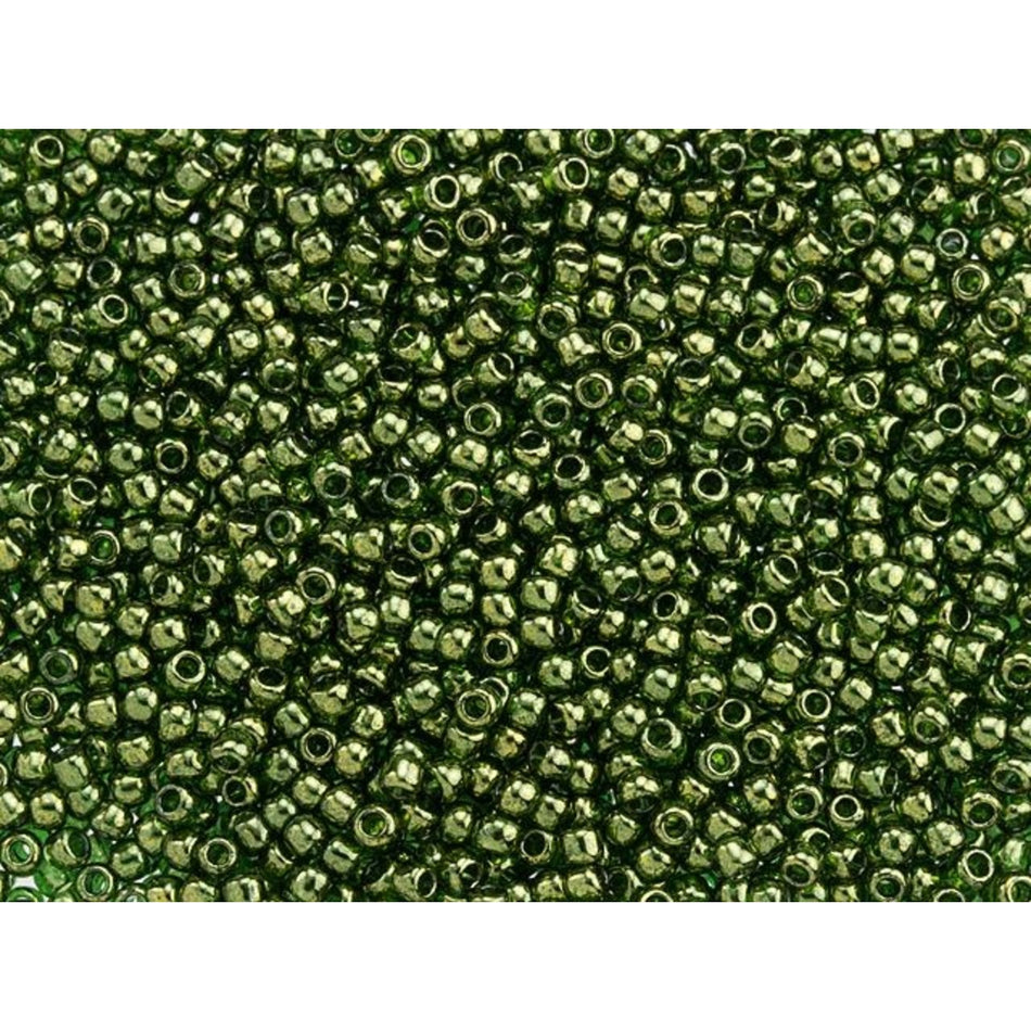 TOHO Bead Round 11/0 Gold Lustered Forest Green 2.5-Inch Tube