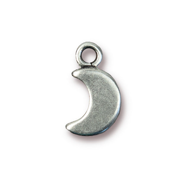 15mm Pewter Moon Charm with Crystal by TierraCast