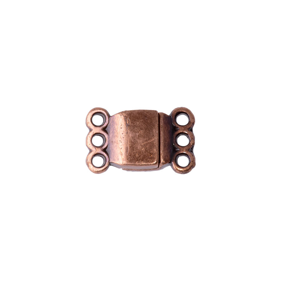 13.5mm Magnetic Clasp in Antique Copper with 3 Loops