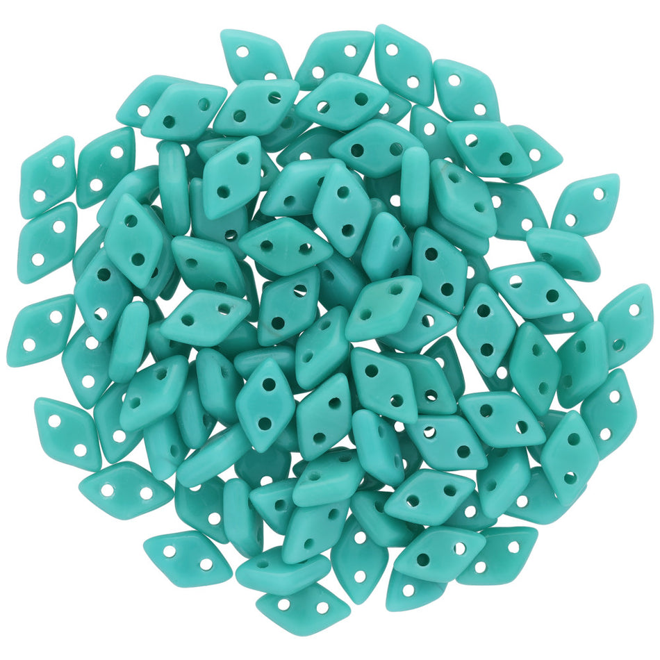 4x6mm Turquoise 2-Hole Diamond CzechMates Glass Beads