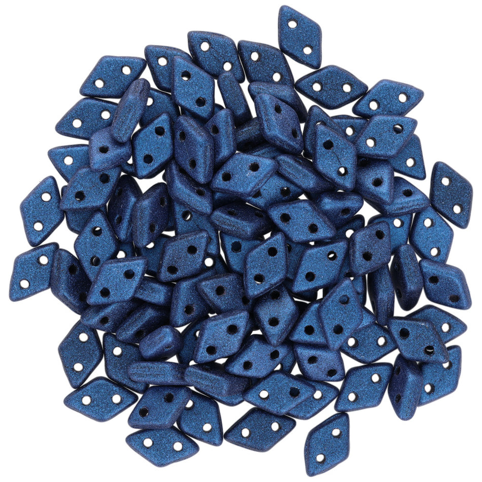 4x6mm Metallic Suede Blue 2-Hole Diamond CzechMates Glass Beads