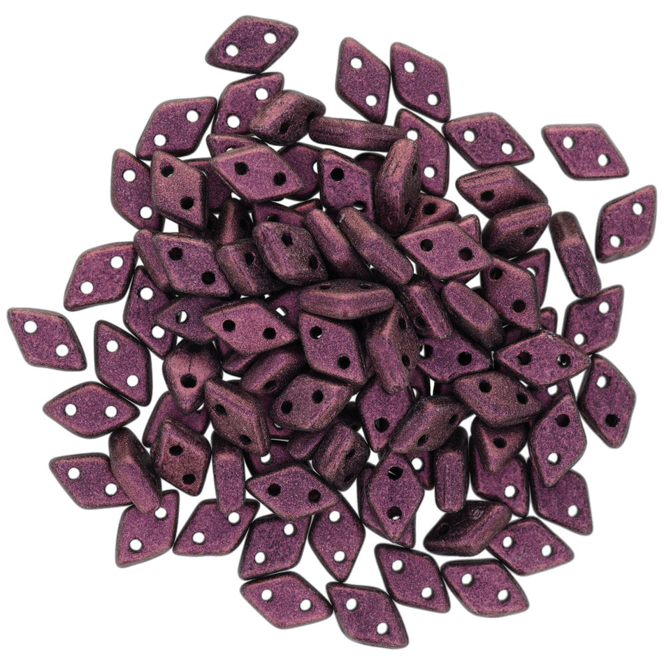 4x6mm Metallic Suede Pink 2-Hole Diamond CzechMates Glass Beads