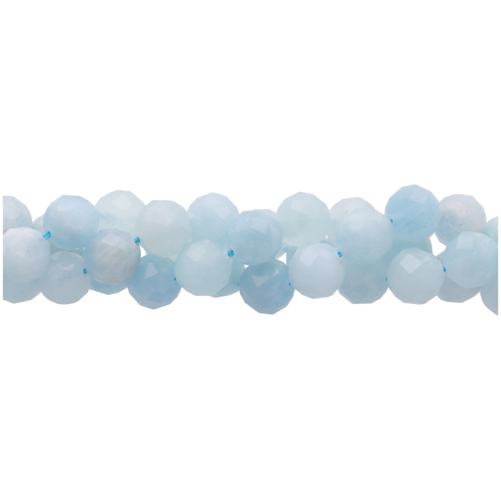 Aquamarine 8mm Round Faceted A Grade - 15-16 Inch