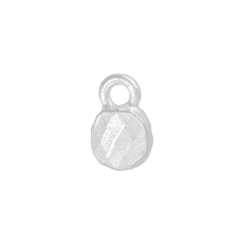 8x6mm Bright .999 Fine Silver Plated Pewter Faceted Circle Metal Charm by Nunn Design