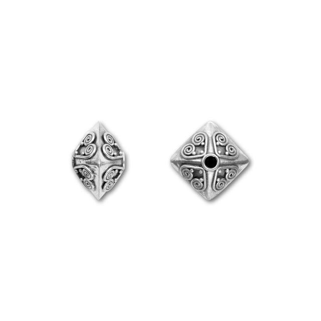 Bali Silver Bi-pyramid Bead