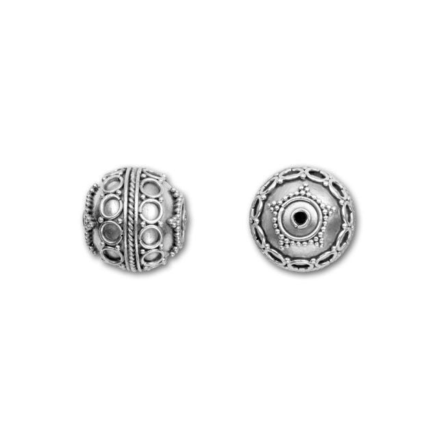 Bali Silver Round Bead with Dot and Circle Design