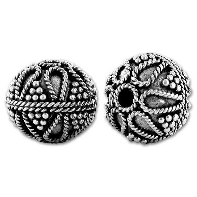 Bali Silver Round Bead with Ropes and Granulations