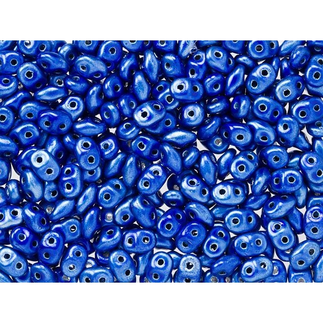 SuperDuo 2 x 5mm Metalust Crown Blue 2-Hole Seed Bead 2.5-Inch Tube