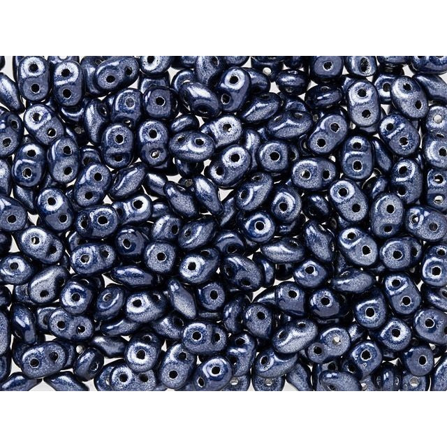 SuperDuo 2 x 5mm Metalust Steel Blue 2-Hole Seed Bead 2.5-Inch Tube