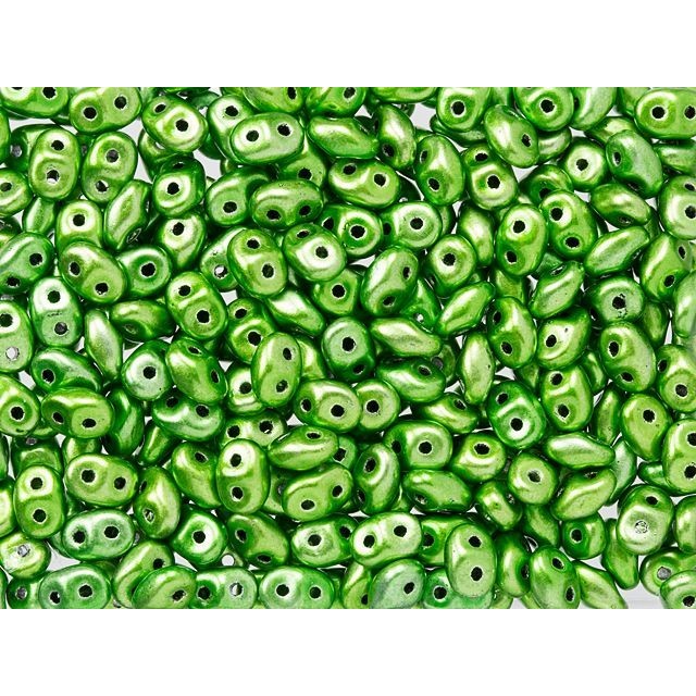 SuperDuo 2 x 5mm Metalust Apple Green 2-Hole Seed Bead 2.5-Inch Tube