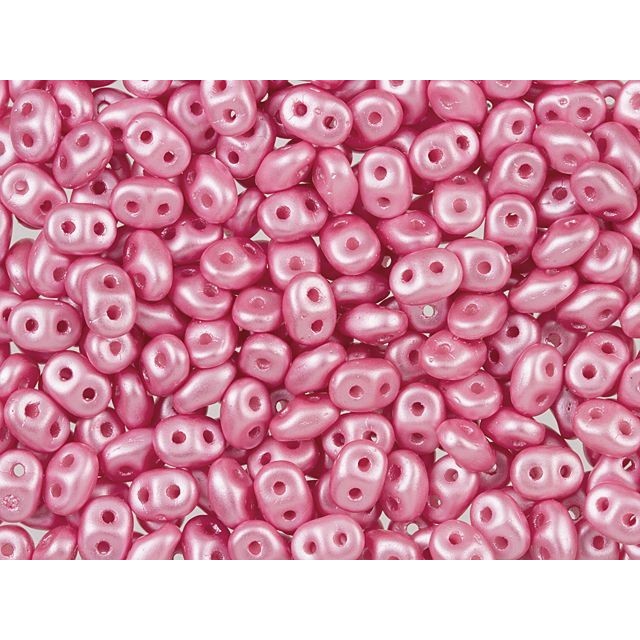 SuperDuo 2 x 5mm Flamingo Pearl Coat 2-Hole Seed Bead 2.5-Inch Tube