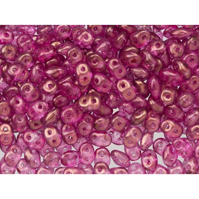 SuperDuo 2 x 5mm Madder Rose Halo 2-Hole Seed Bead 2.5-Inch Tube