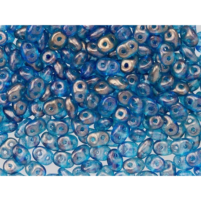 SuperDuo 2 x 5mm Azurite Halo 2-Hole Seed Bead 2.5-Inch Tube