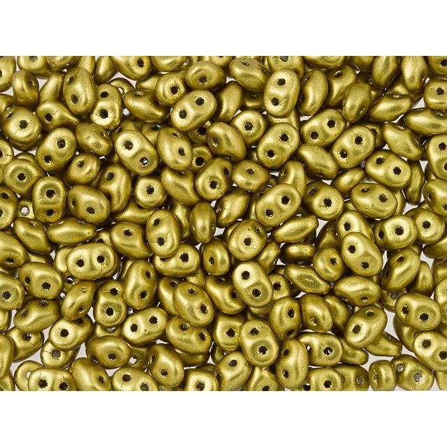 SuperDuo 2 x 5mm Matte Metallic Aztec Gold 2-Hole Seed Bead 2.5-Inch Tube