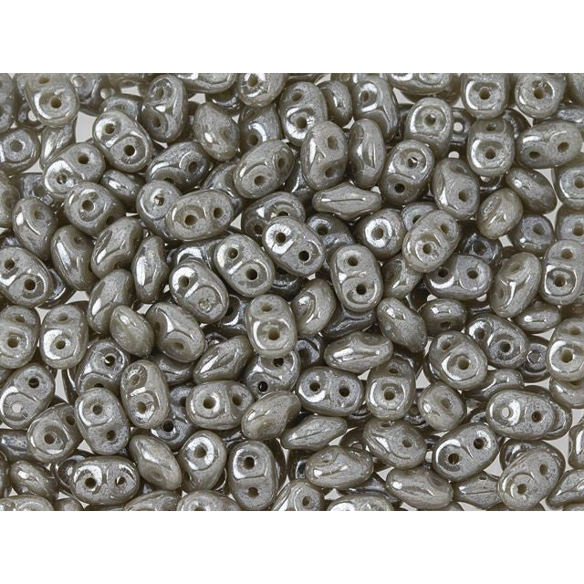 SuperDuo 2 x 5mm Ashen Gray Luster 2-Hole Seed Bead 2.5-Inch Tube