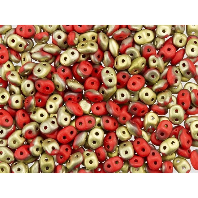 Fool's Gold SuperDuo 2 x 5mm Opaque Red 2-Hole Seed Bead 2.5-Inch Tube