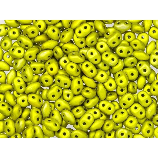 SuperDuo 2 x 5mm Metalust Matte Yellow Gold 2-Hole Seed Bead 2.5-Inch Tube