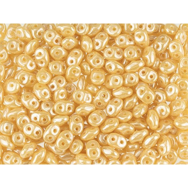 SuperDuo 2 x 5mm Opaque Beige Luster 2-Hole Seed Bead 2.5-Inch Tube