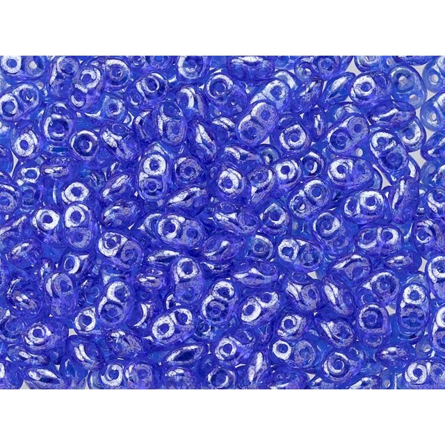 SuperDuo 2 x 5mm Sapphire Luster 2-Hole Seed Bead 2.5-Inch Tube