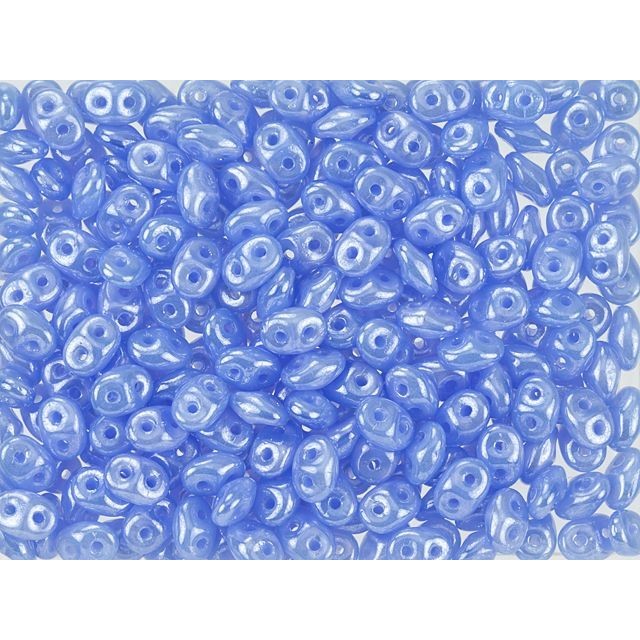 SuperDuo 2 x 5mm Milky Sapphire Luster 2-Hole Seed Bead 2.5-Inch Tube