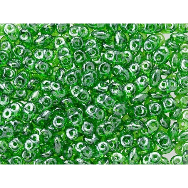 SuperDuo 2 x 5mm Green Luster 2-Hole Seed Bead 2.5-Inch Tube