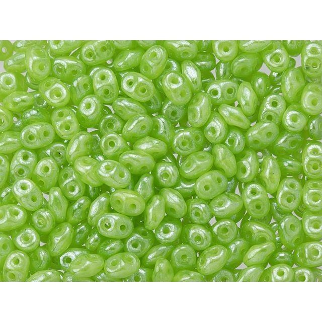 SuperDuo 2 x 5mm Milky Dark Peridot Luster 2-Hole Seed Bead 2.5-Inch Tube