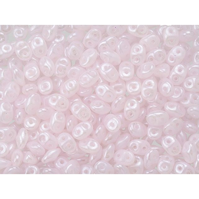 SuperDuo 2 x 5mm Milky Soft Rosaline Luster 2-Hole Seed Bead 2.5-Inch Tube