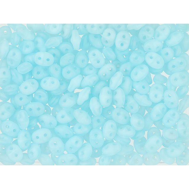 SuperDuo 2 x 5mm Matte Milky Aquamarine 2-Hole Seed Bead 2.5-Inch Tube