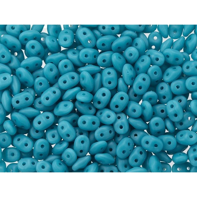 SuperDuo 2 x 5mm Matte Sleeping Beauty Turquoise 2-Hole Seed Bead 2.5-Inch Tube