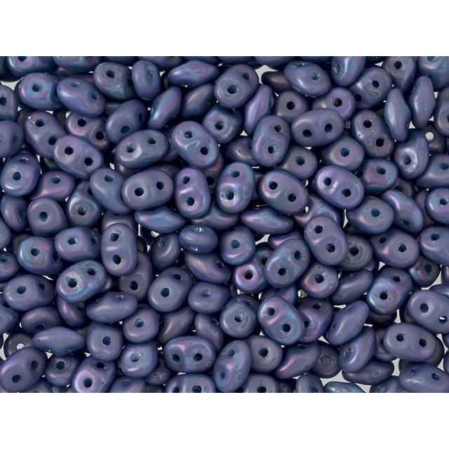 SuperDuo 2 x 5mm Opaque Blue Turquoise Matte Nebula 2-Hole Seed Bead 2.5-Inch Tube