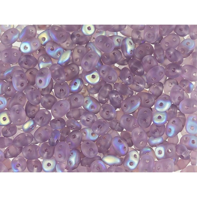 SuperDuo 2 x 5mm Tanzanite AB Matte 2-Hole Seed Bead 2.5-Inch Tube