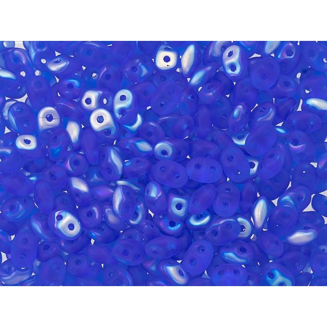 SuperDuo 2 x 5mm Sapphire AB Matte 2-Hole Seed Bead 2.5-Inch Tube