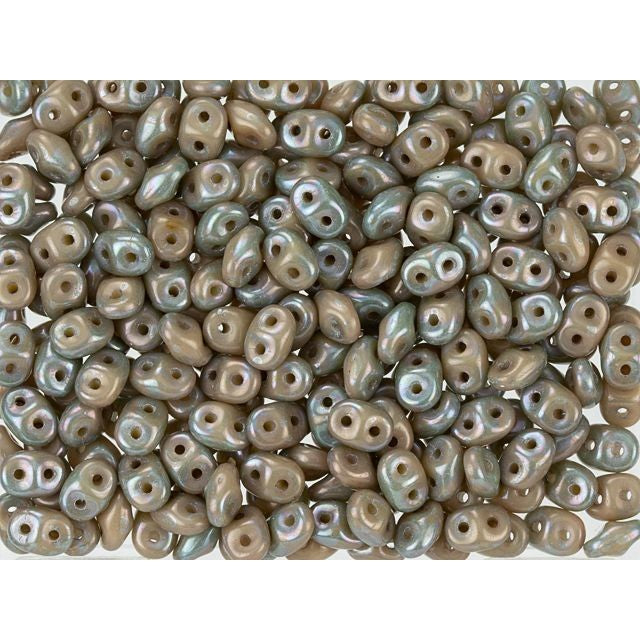 SuperDuo 2 x 5mm Opaque Beige Nebula 2-Hole Seed Bead 2.5-Inch Tube