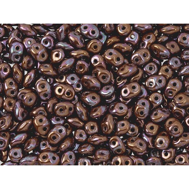 SuperDuo 2 x 5mm Opaque Umber Nebula 2-Hole Seed Bead 2.5-Inch Tube