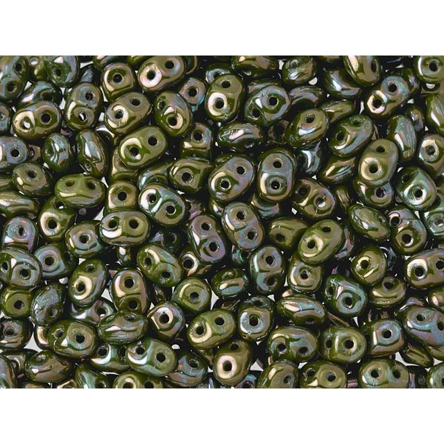 SuperDuo 2 x 5mm Opaque Olivine Nebula 2-Hole Seed Bead 2.5-Inch Tube