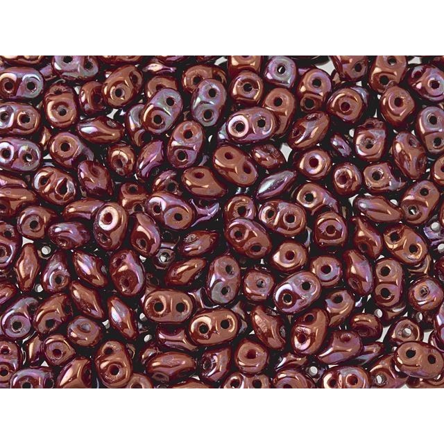 SuperDuo 2 x 5mm Opaque Red Nebula 2-Hole Seed Bead 2.5-Inch Tube