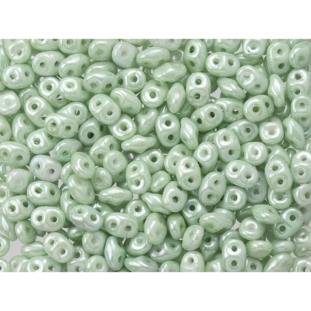 SuperDuo 2 x 5mm Opaque Prairie Green Luster 2-Hole Seed Bead 2.5-Inch Tube