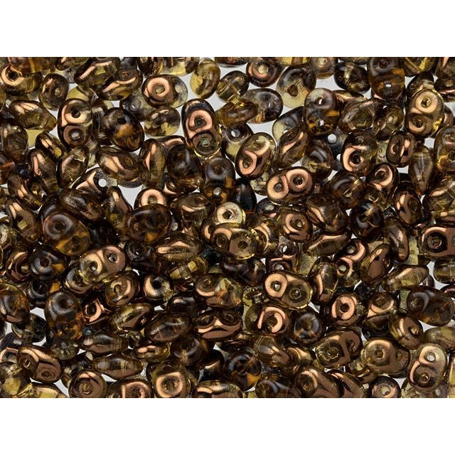 SuperDuo 2 x 5mm Topaz Half Bronze Luster 2-Hole Seed Bead 2.5-Inch Tube