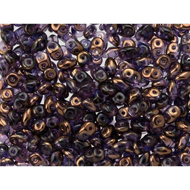 SuperDuo 2 x 5mm Tanzanite Half Bronze Luster 2-Hole Seed Bead 2.5-Inch Tube