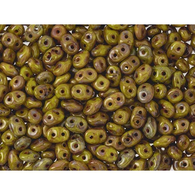 SuperDuo 2 x 5mm Opaque Yellow Picasso 2-Hole Seed Bead 2.5-Inch Tube