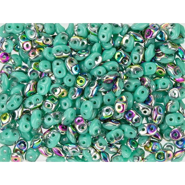 SuperDuo 2 x 5mm Turquoise Vitral 2-Hole Seed Bead 2.5-Inch Tube