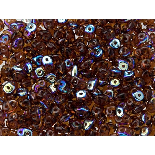 SuperDuo 2 x 5mm Smoky Topaz AB 2-Hole Seed Bead 2.5-Inch Tube