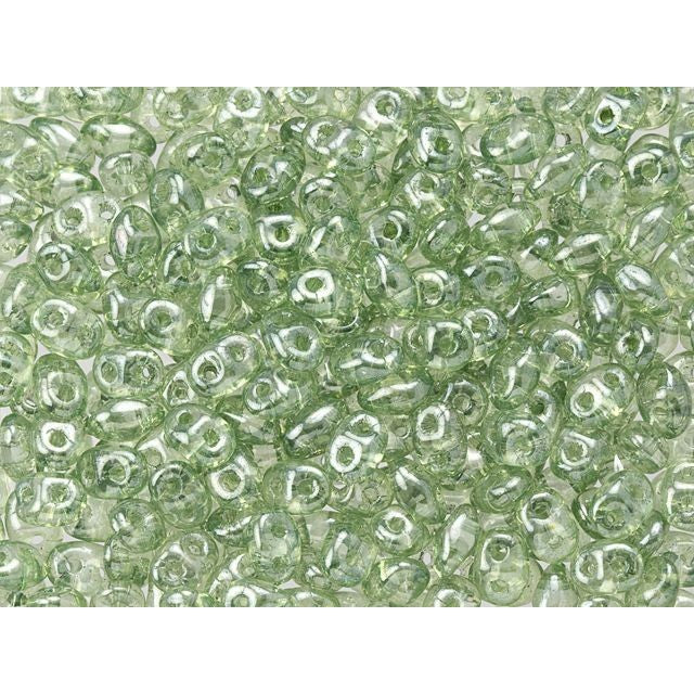 SuperDuo 2 x 5mm Prairie Green Luster 2-Hole Seed Bead 2.5-Inch Tube